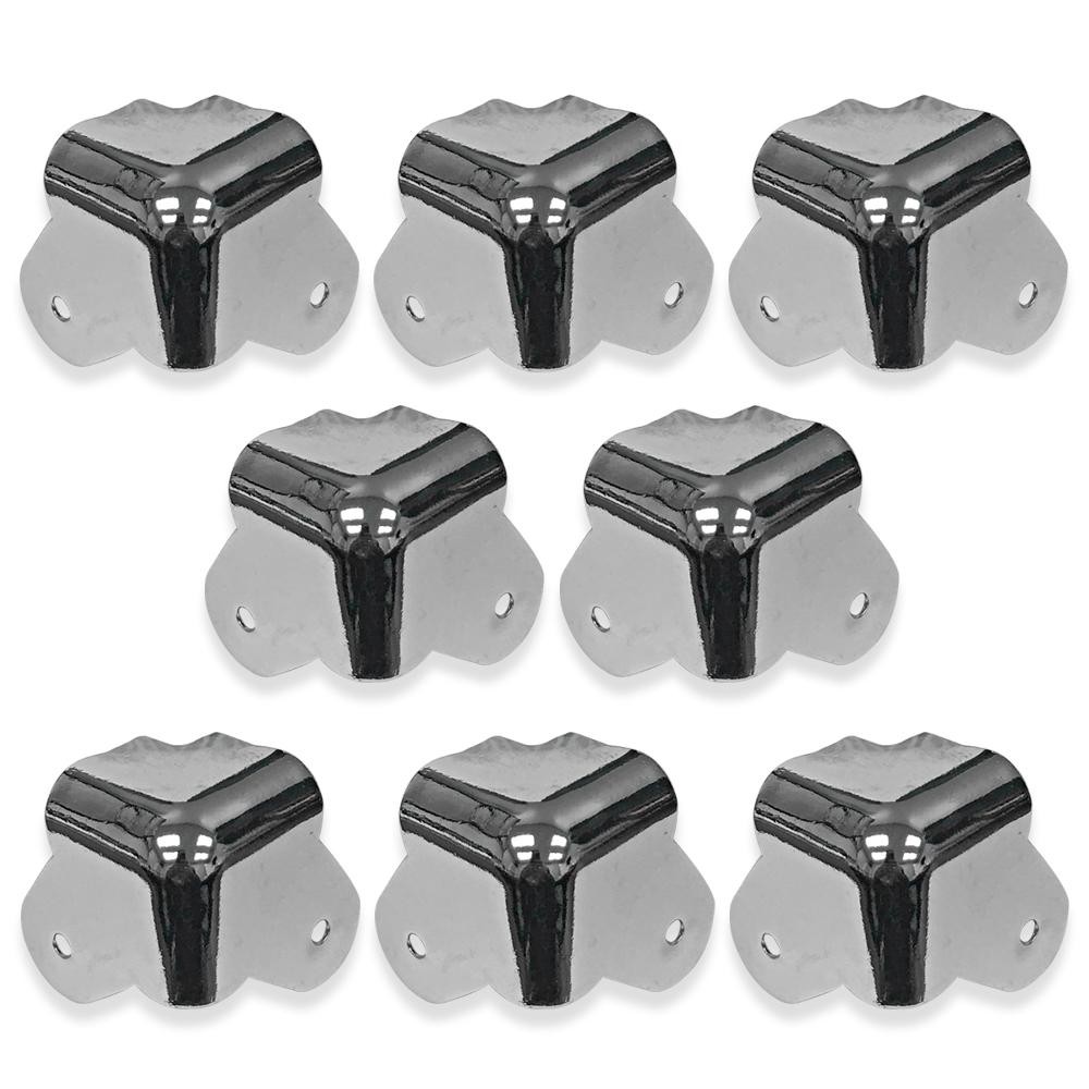 8 Pack 2 Leg Nickel Corners for PA DJ Speaker Amp Cabinet Subwoofer Replacement