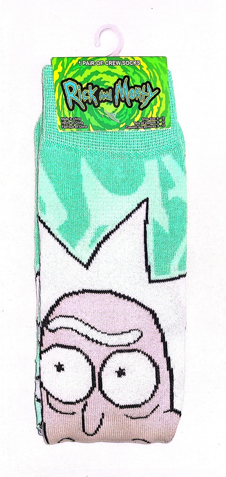 Rick And Morty Novelty Crew Socks Size 6-12