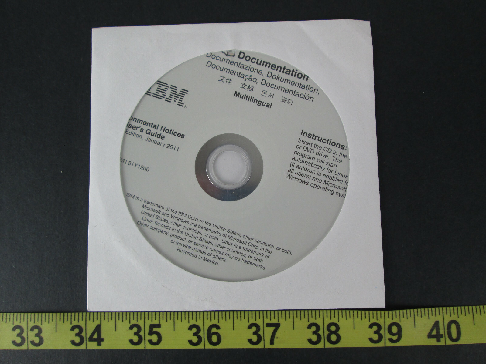 Genuine New IBM Environmental Notices Users Guide Documentation CD Disk 81Y1200