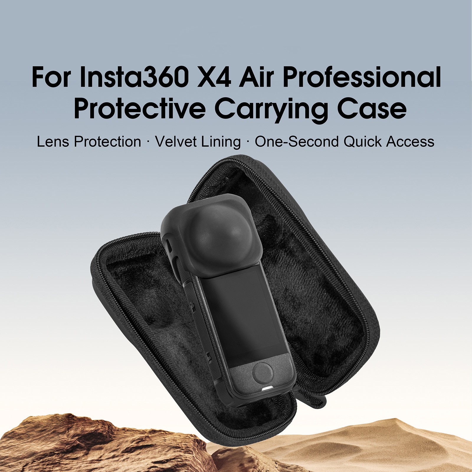 Camera Single-Unit PU Black Storage Case Camera Bag for lnsta360 x4 Air