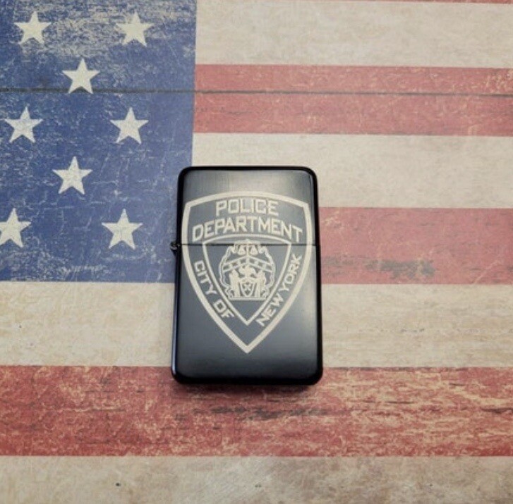 NYPD laser engraved lighter BLACK Steel