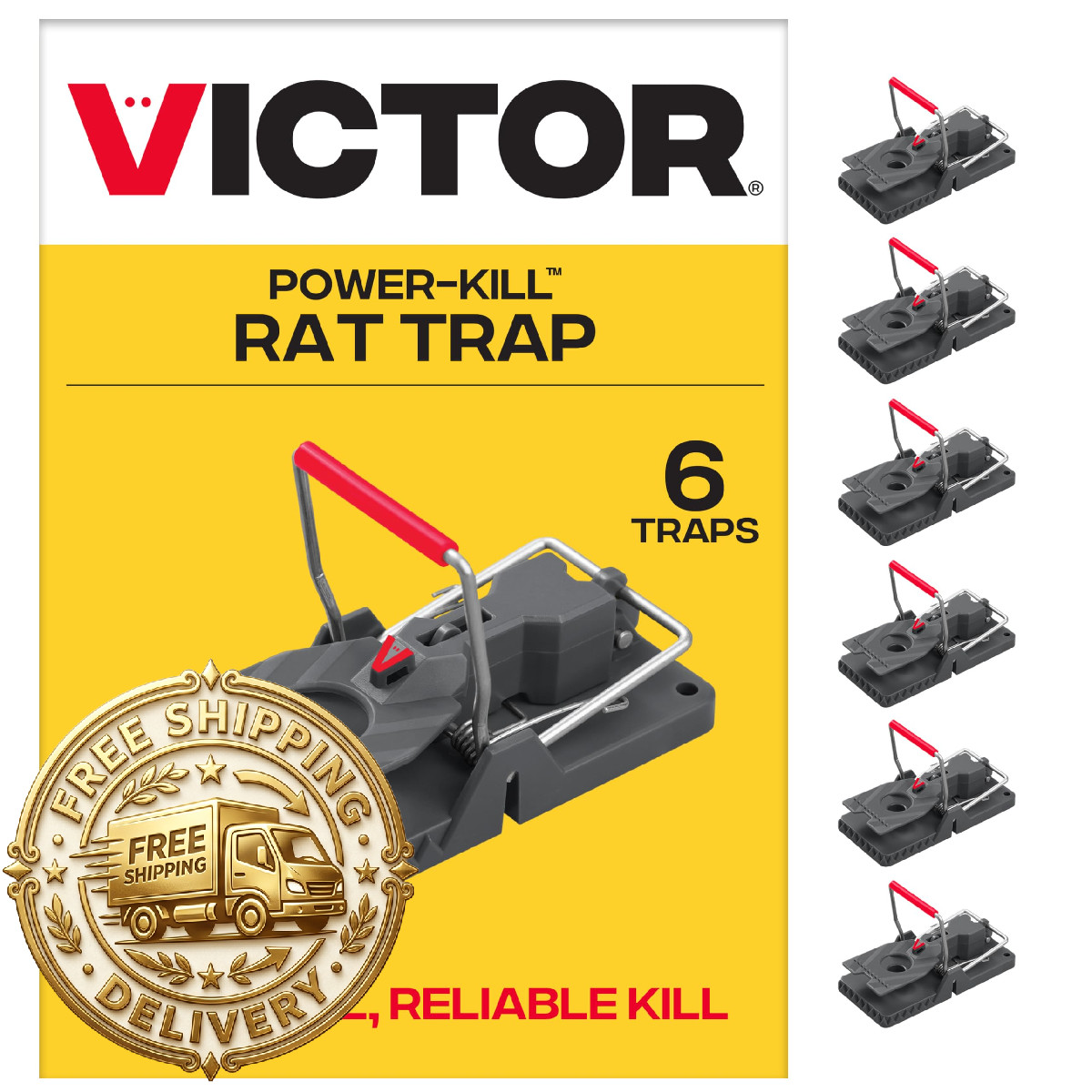 Victor M144B Instant Power-Kill Easy Set Reusable Rat - 6 Traps