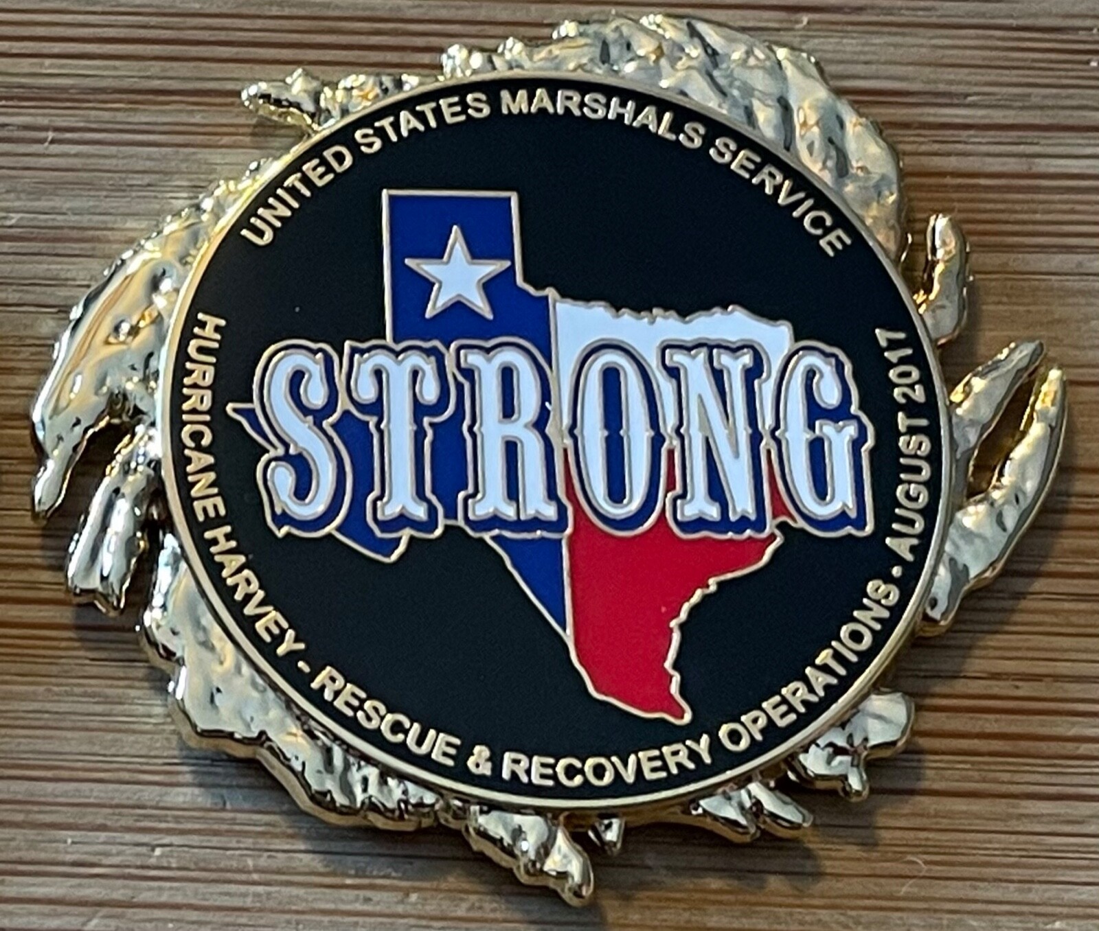 US Marshals Service - Hurricane Harvey Texas Strong gold version challenge coin