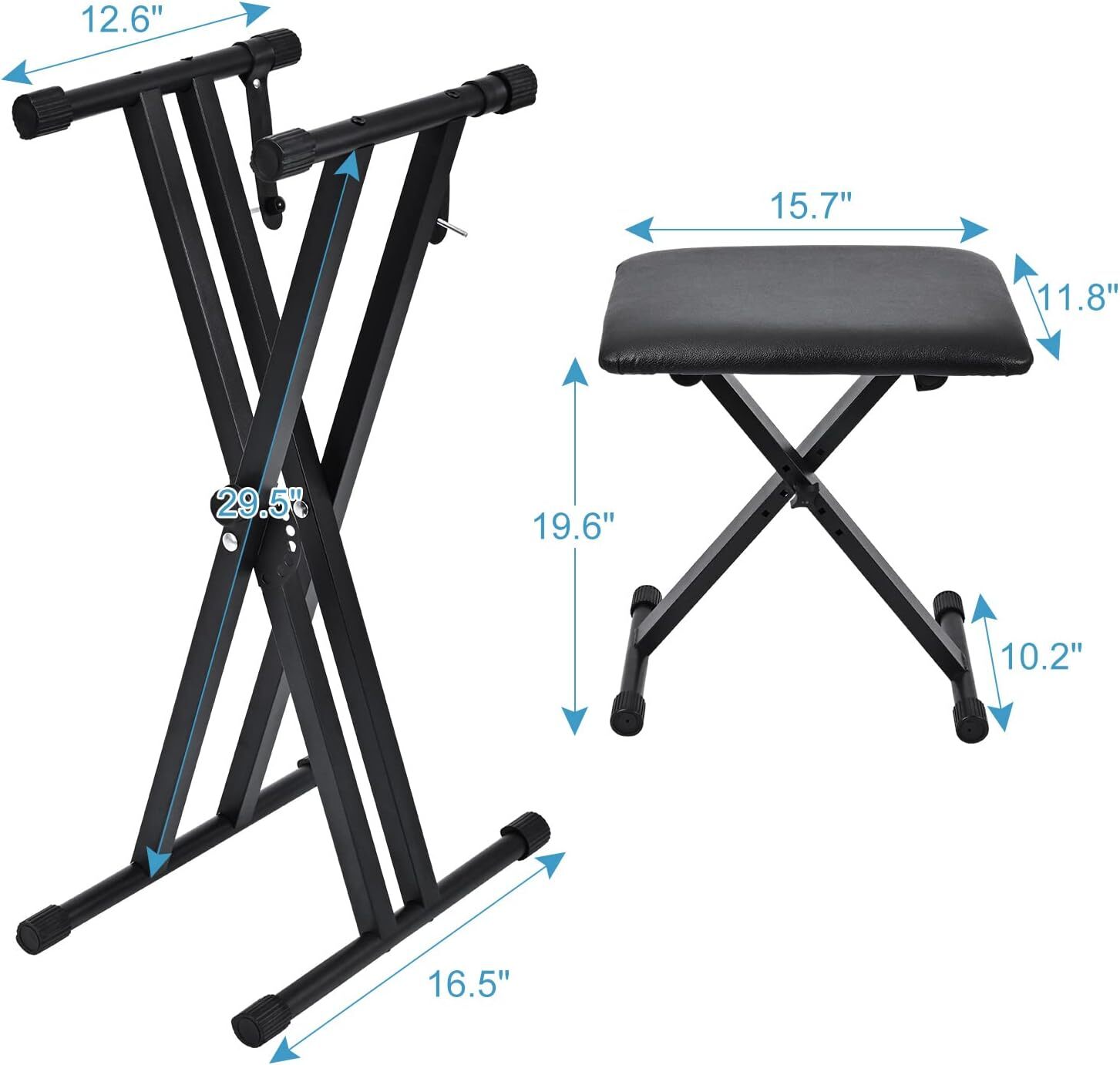 Double-X Keyboard Stand and Bench Set w/ Locking Straps tipatyard Adjustable