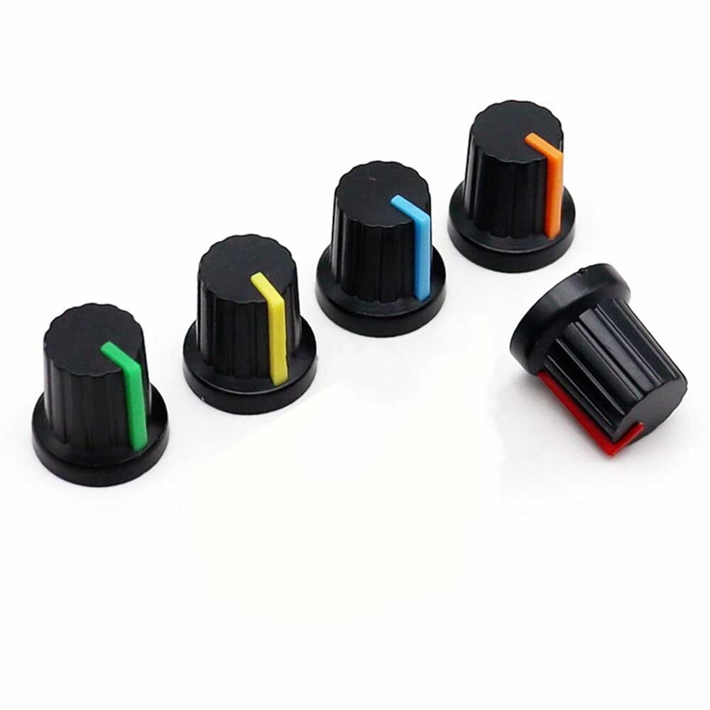 60PCS 6mm Shaft Hole Plastic Threaded Knurled Potentiometer Knobs Cap KIT 15*15