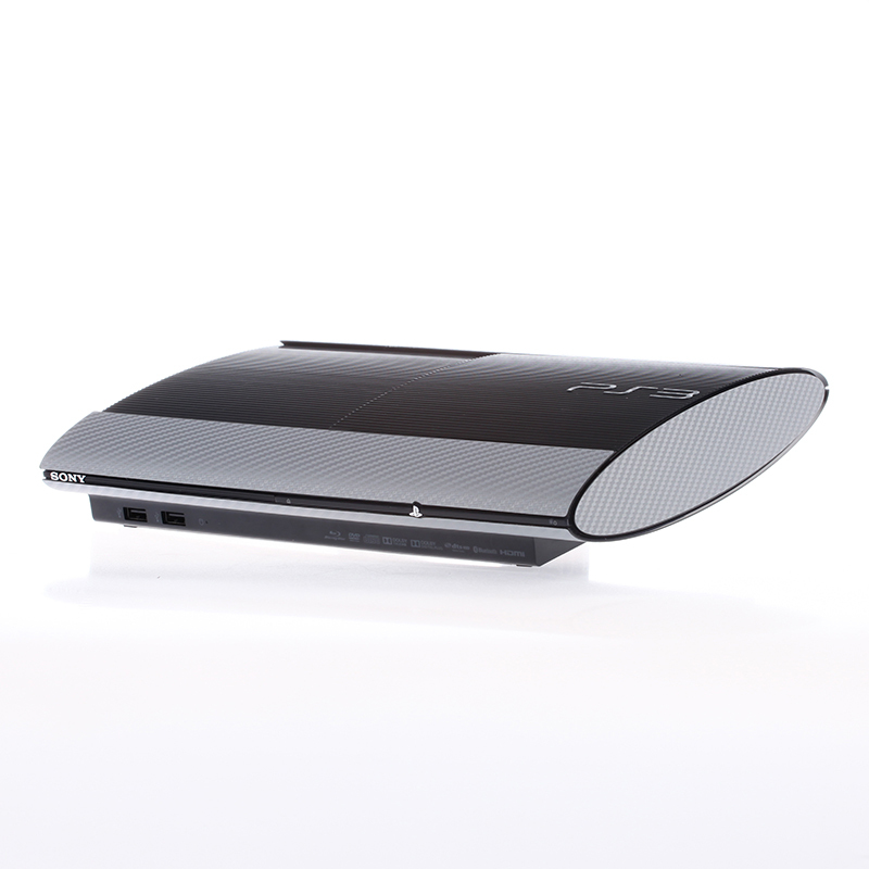 Textured Silver Carbon Fibre Playstation PS3 Super Slim decal skin cover wrap