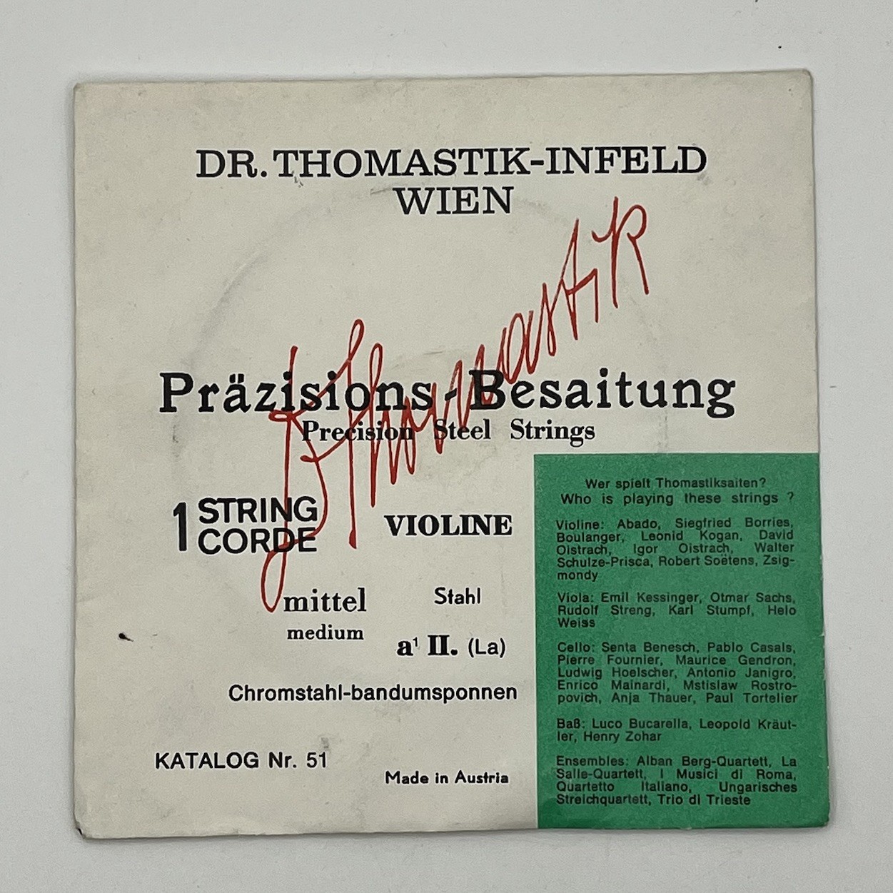 7 Violin Strings Variety E A D G Pirastro Dr Thomastic Variety