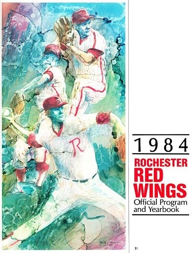 1984 Rochester Red Wings Official Program Program Cover On 12x8in Metal Sign