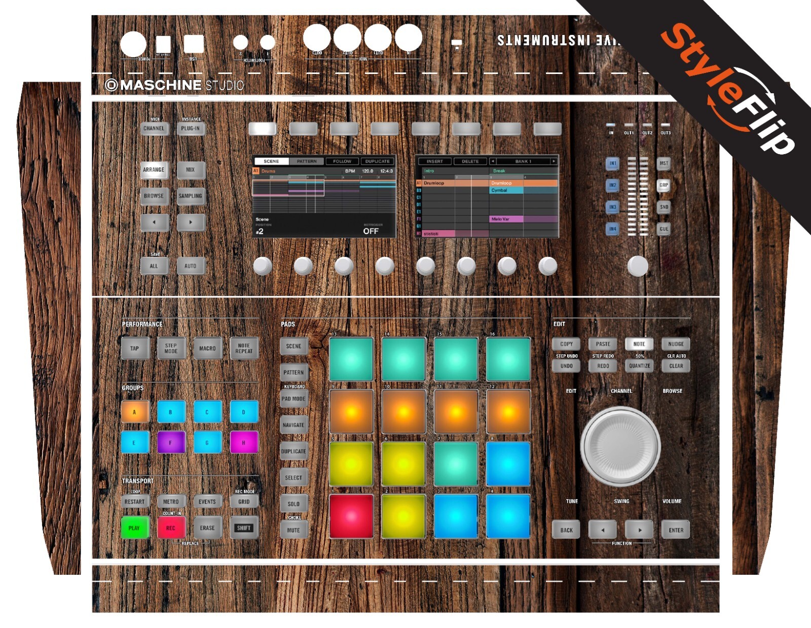 Native Instuments Studio Skins | Wood 3 | Protective Decal | StyleFlip Skins