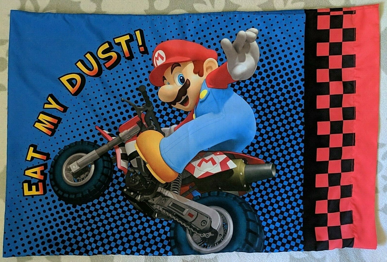 Super Mario Kart Nintendo Eat My Dust Dirt Bike Mario Luigi Standard Pillow Case