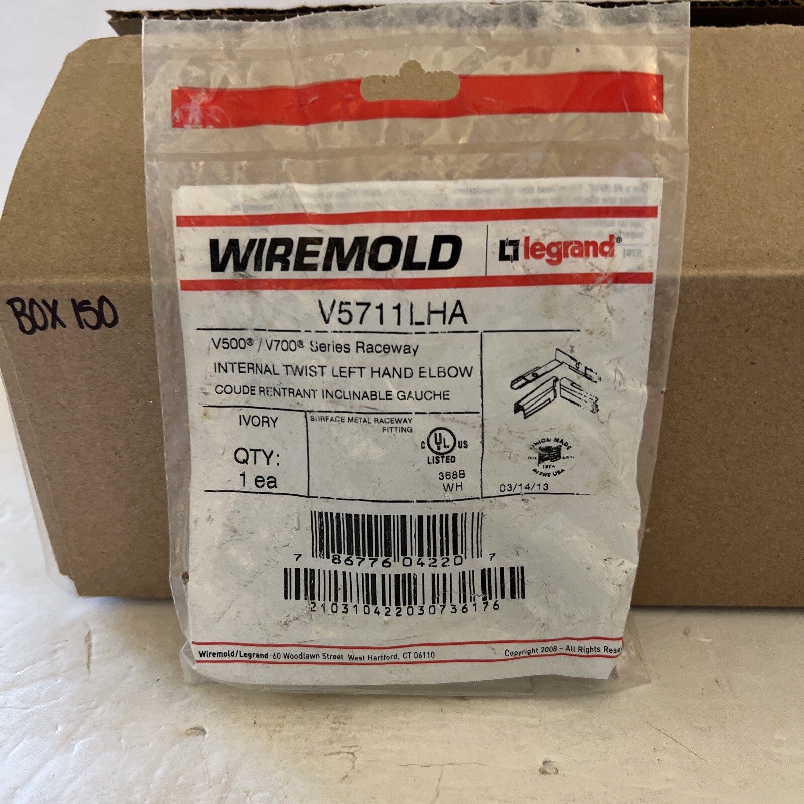 Wiremold Internal Twist Left Hand Elbow  V5711LHA