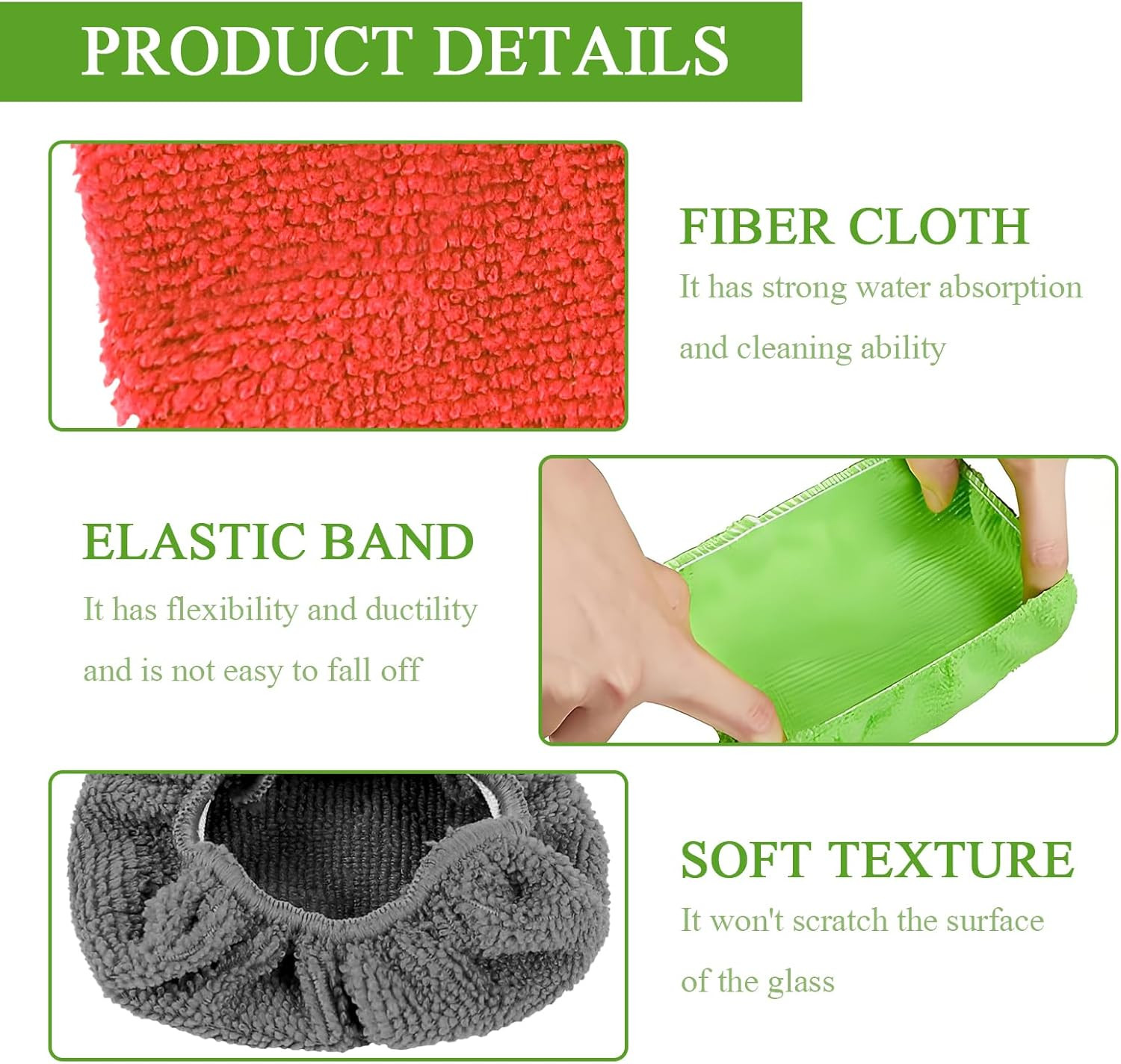 12PCS Car Windshield Cleaning Tool Bonnets, Microfiber Cleaning Cloth for Win...