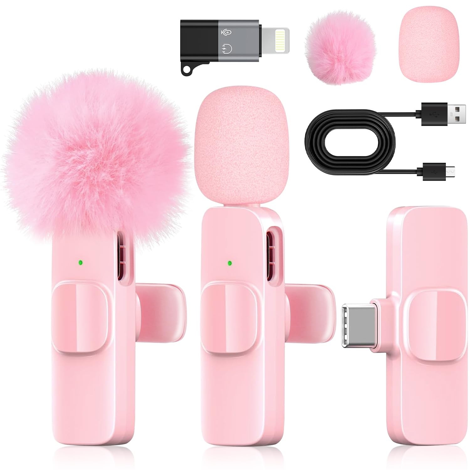 KoXeetech Pink Mini Wireless Microphone for iPhone & Android, mini, pink