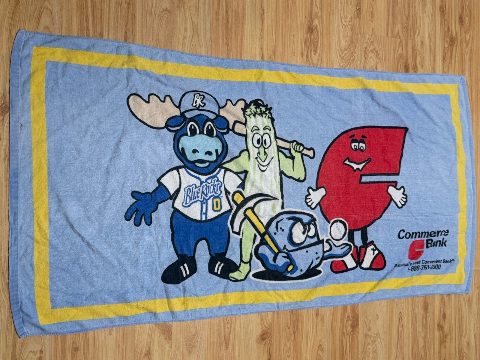 VINTAGE WILMINGTON BLUE ROCKS COMMERCE BANK SGA STADIUM GIVEAWAY BEACH TOWEL