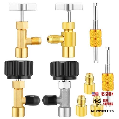 9 Pcs R134a Adapter Tool Kit Include Self Sealing Can Tap R134a Puncture Can
