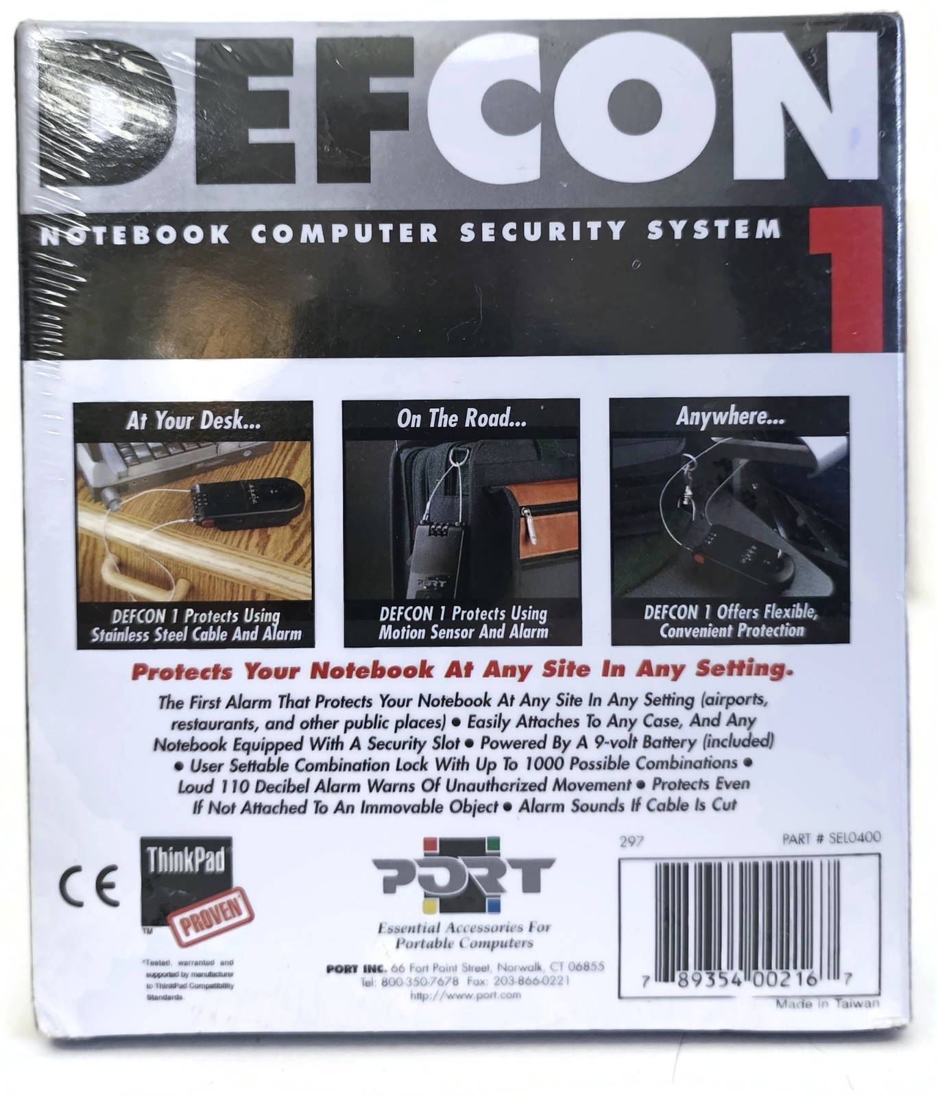 DEFCON 1 NOTEBOOK COMPUTER SECURITY SYSTEM WITH ANTI-THEFT ALARM SEL0400