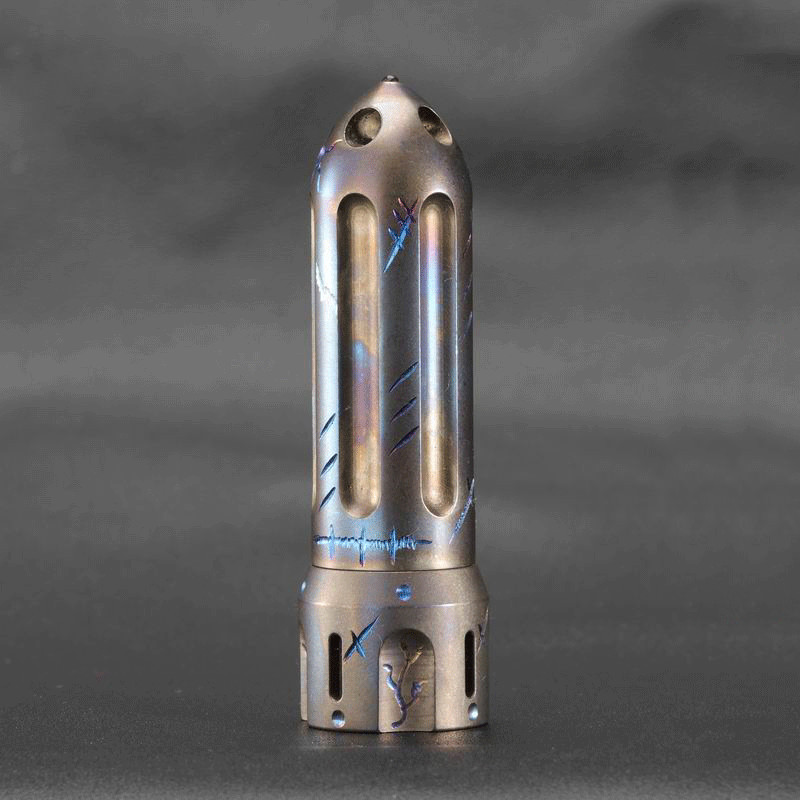 Hand Carved Titanium Waterproof Box Pill Case Storage Tank Portable Outdoor EDC