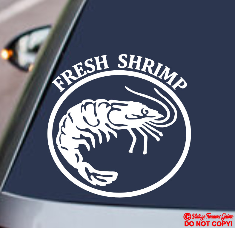 SHRIMP STICKER DECAL FRESH SEAFOOD RESTAURANT WINDOW DOOR TANK LIVE BAIT SHOP