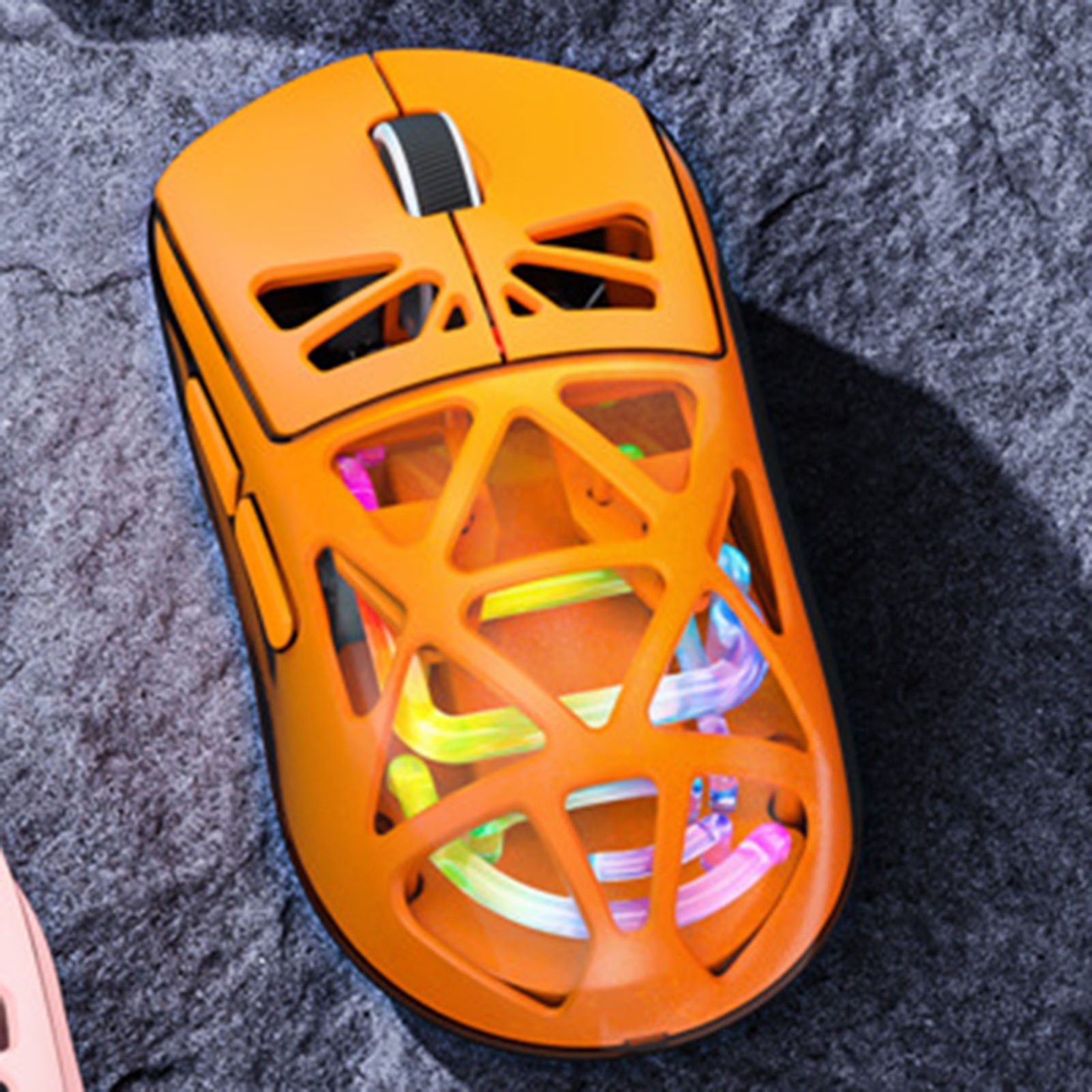 Wireless Gaming Mouse 3 Modes Bluetooth 2.4G USB-C 4800DPI RGB Orange