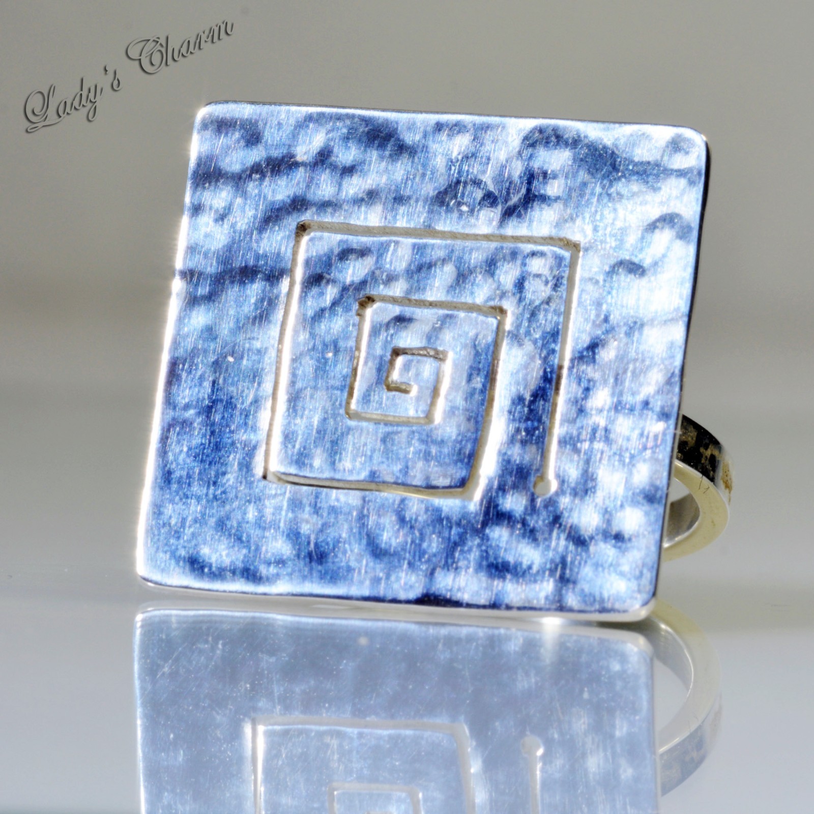 Designer Handmade Sterling Silver Square Ring Size 8