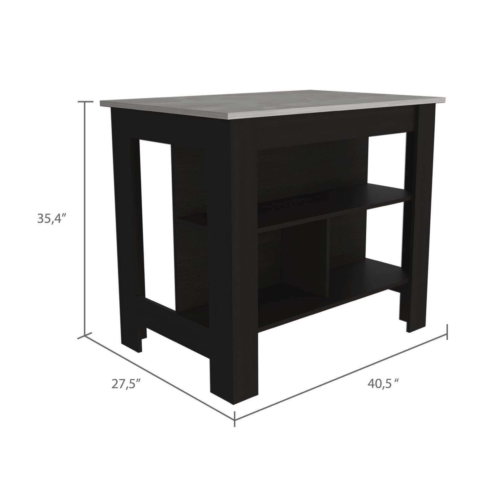 3-Shelf Kitchen Island Wenge and Ibiza Marble
