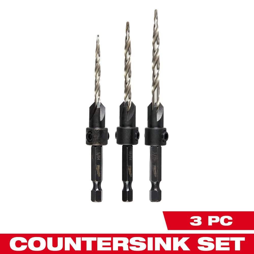Milwaukee #6/#8/#10 Wood Countersink Drill Bit Set (3-Piece)