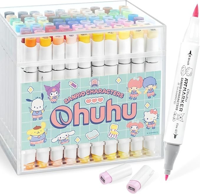 Ohuhu Sanrio Markers Brush Fine Tip 80 Colors 81 Pieces Honolulu B Y30-80403-28