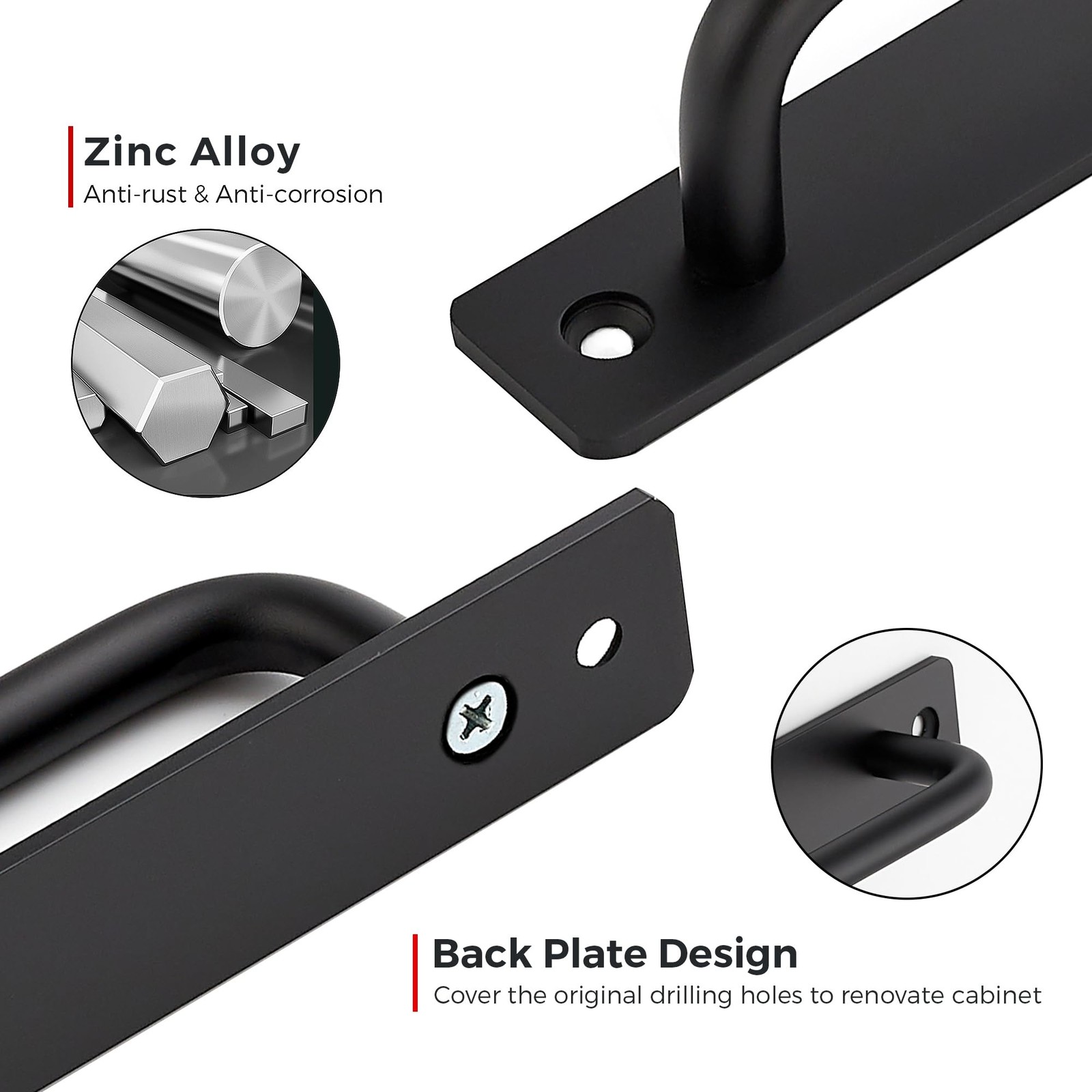 Ravinte Barn Door Handles 2 Pack Sliding Handle 5 In Hole Centers, Black