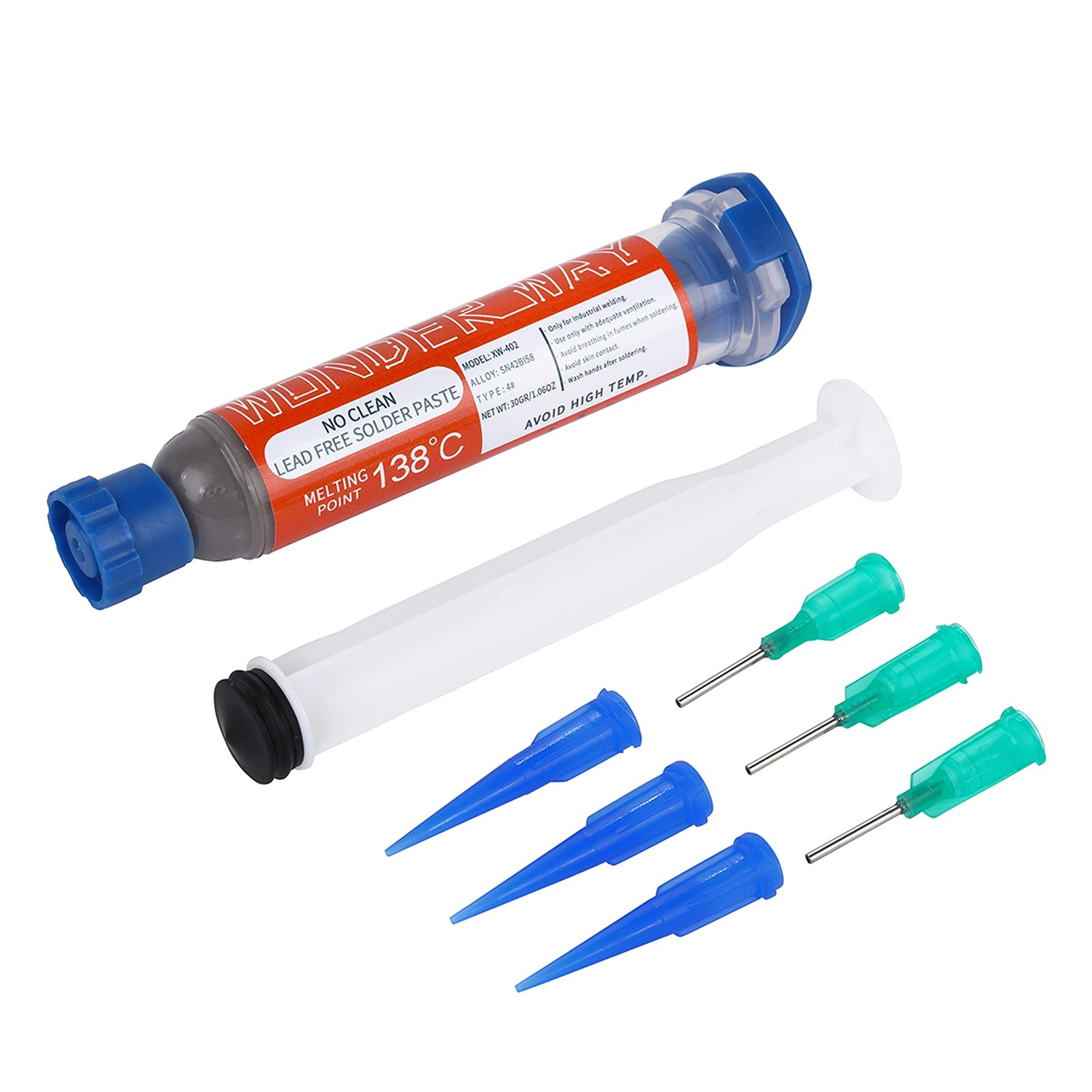 Wonderway Sn42/Bi58 T4 Lead Free Solder Paste No Clean, 138℃ Melting 30g