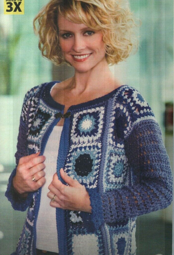 BLUE BAYOU BLAST CARDIGAN SWEATER 6 SIZES WOMEN'S CROCHET PATTERN INSTRUCTIONS