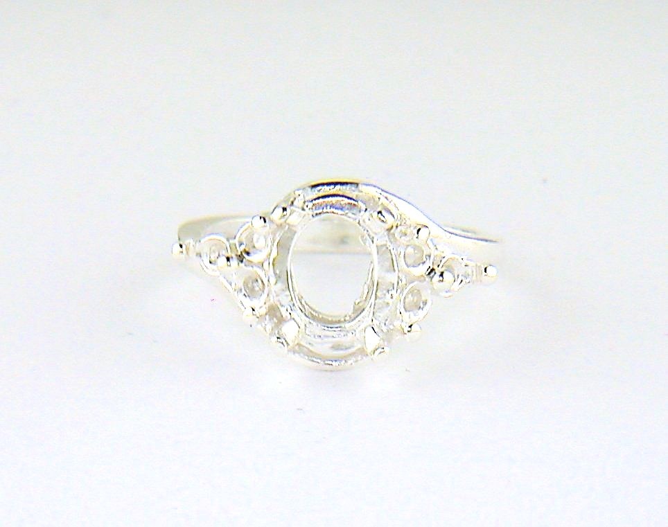 Ladies Six Accented Oval Swirl Bypass Ring Setting Sterling Silver