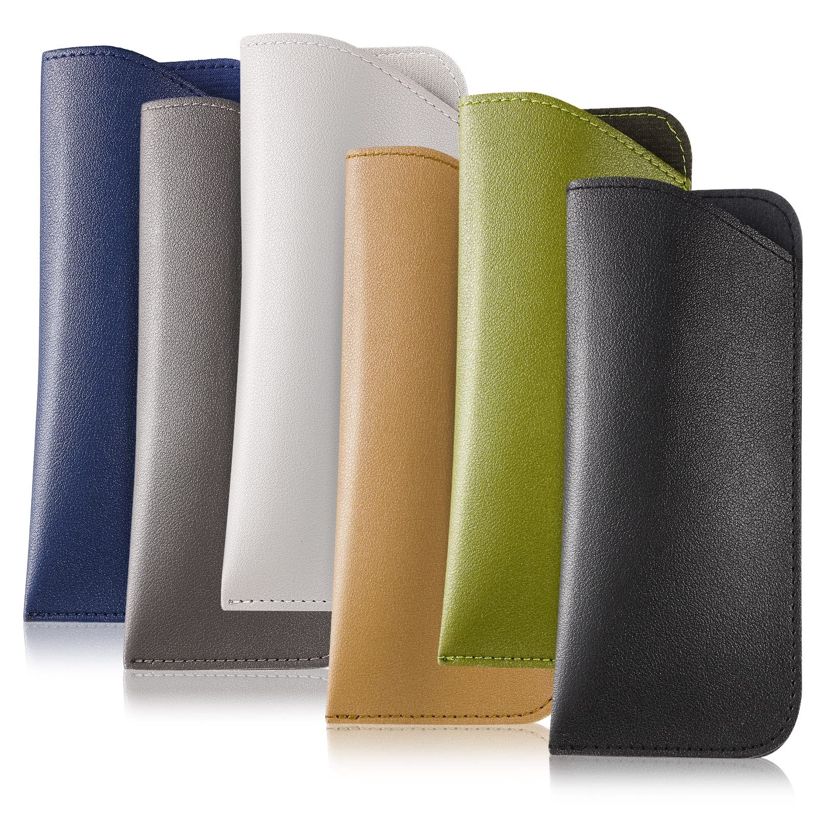 CREPUSCOLO 6 Pack Soft Glasses Cases, Leather Eyeglass