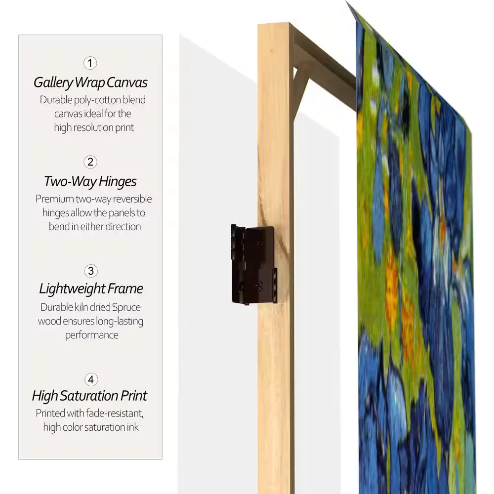 6ft Printed 4 Panel Room Divider Folding Privacy Screen Partition