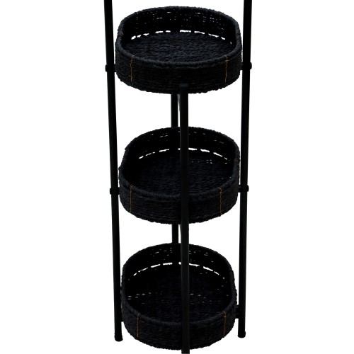 Small Handwoven Side Tables 3-Tier Oval Organizer Portable Storage Shelf