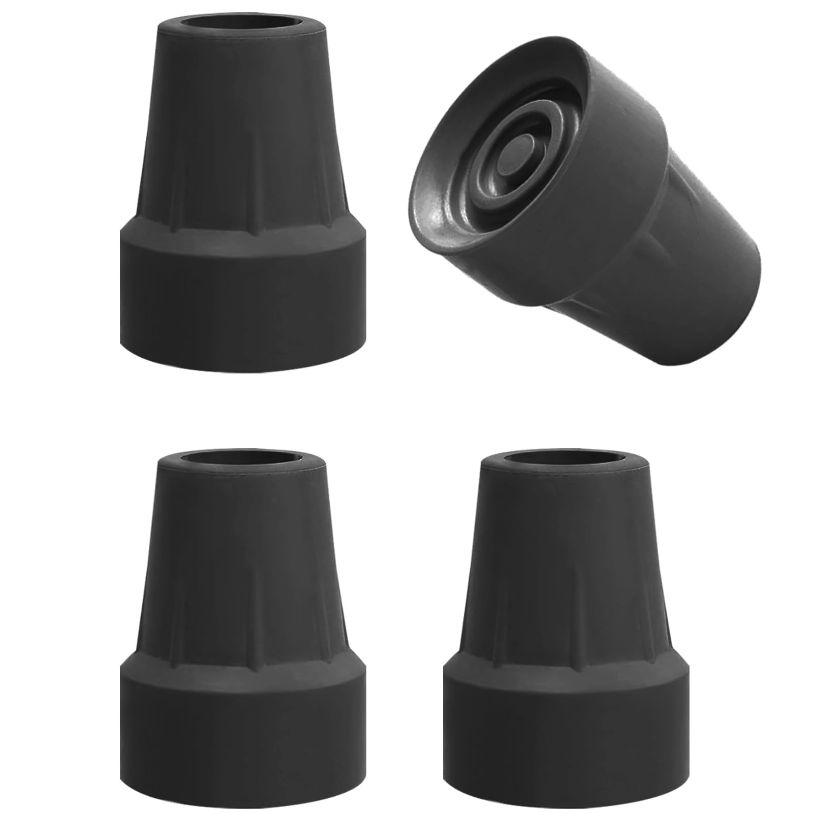 4 Pack 3/4 Inch Replacement Rubber Cane Tips for Canes Crutch Walking Sticks