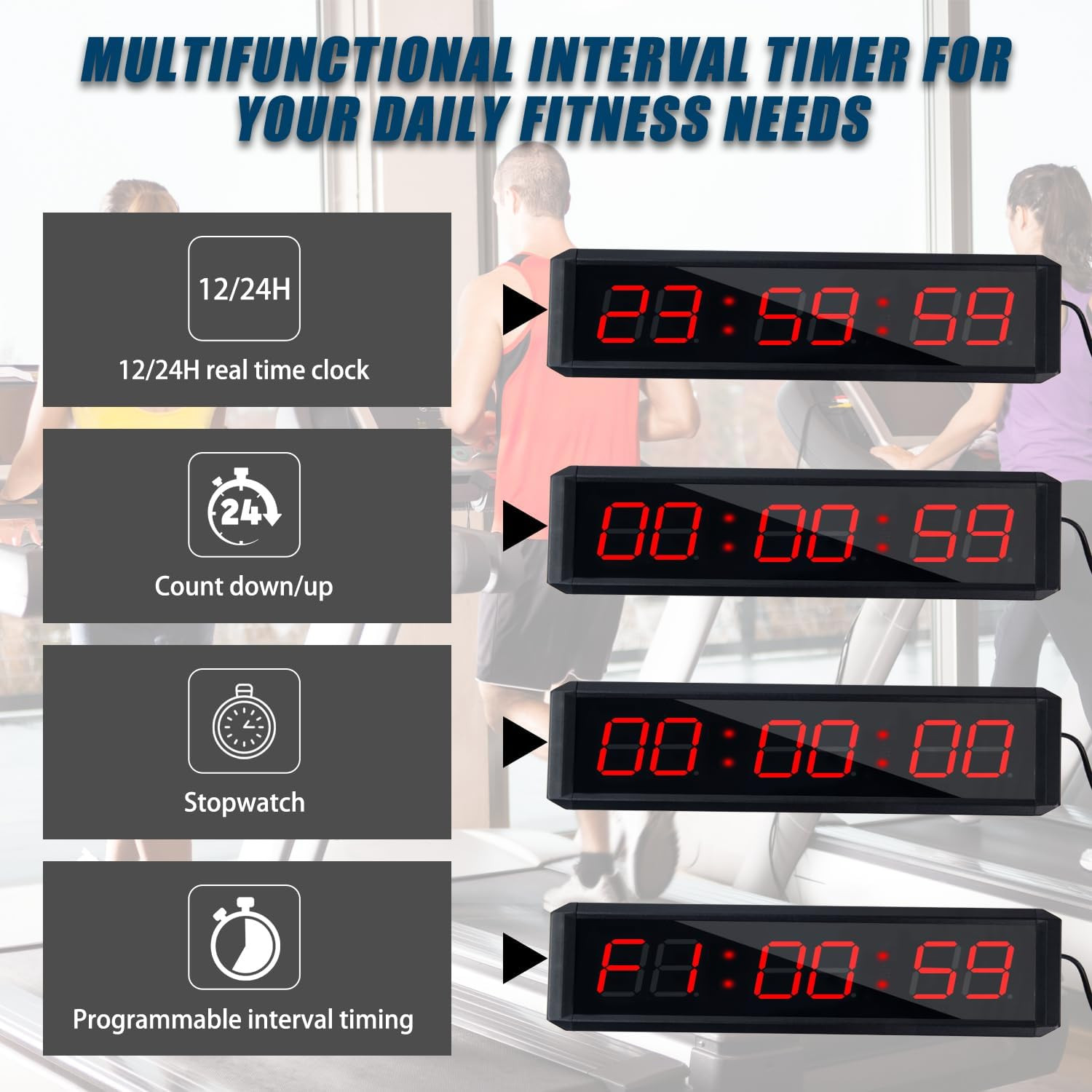 Fitness Timer with Stopwatch Button, Suitable for School/Exam/Home Exercise/Gym/