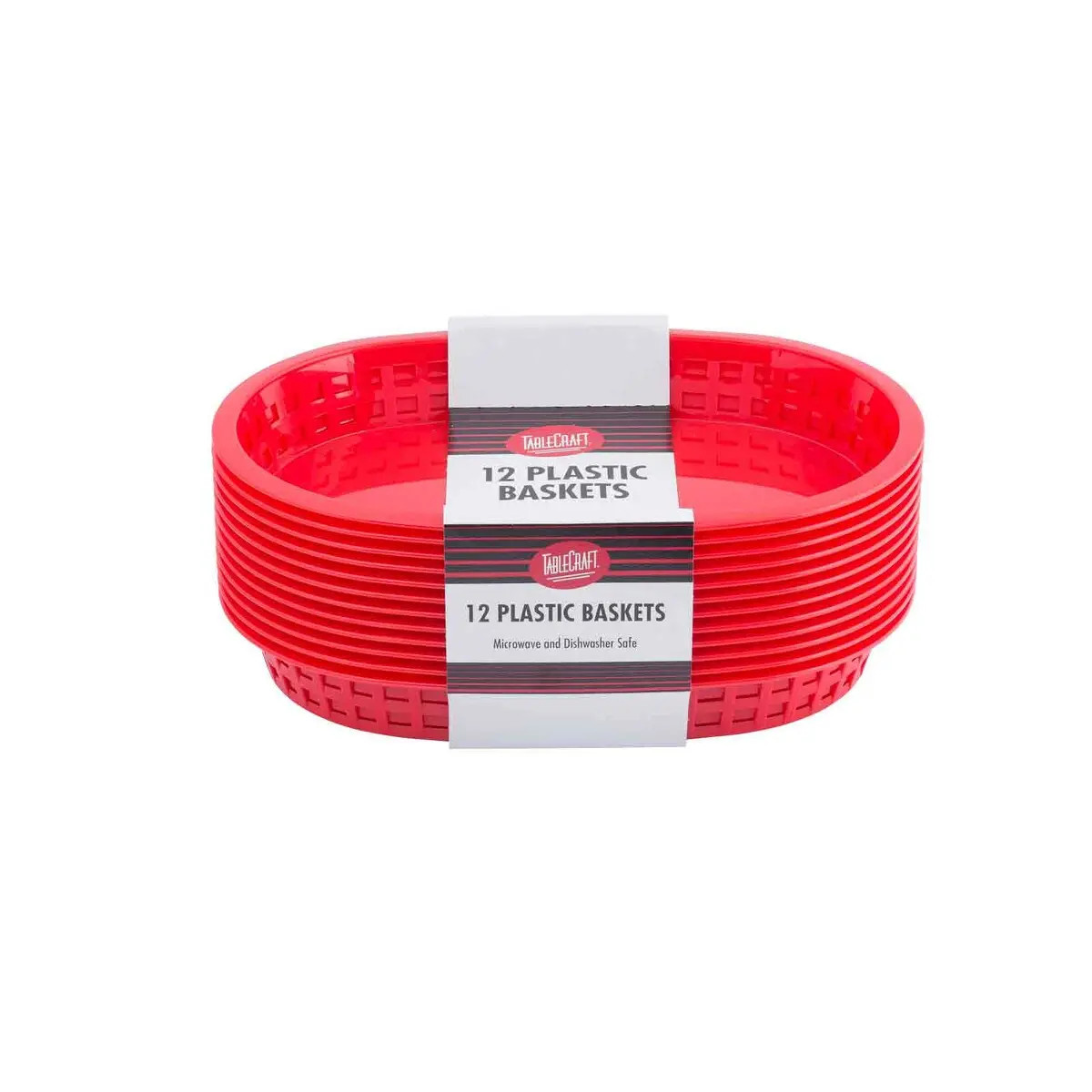 TableCraft C1076R Chicago Basket Oval 10.5in x 7in Red Set of 12