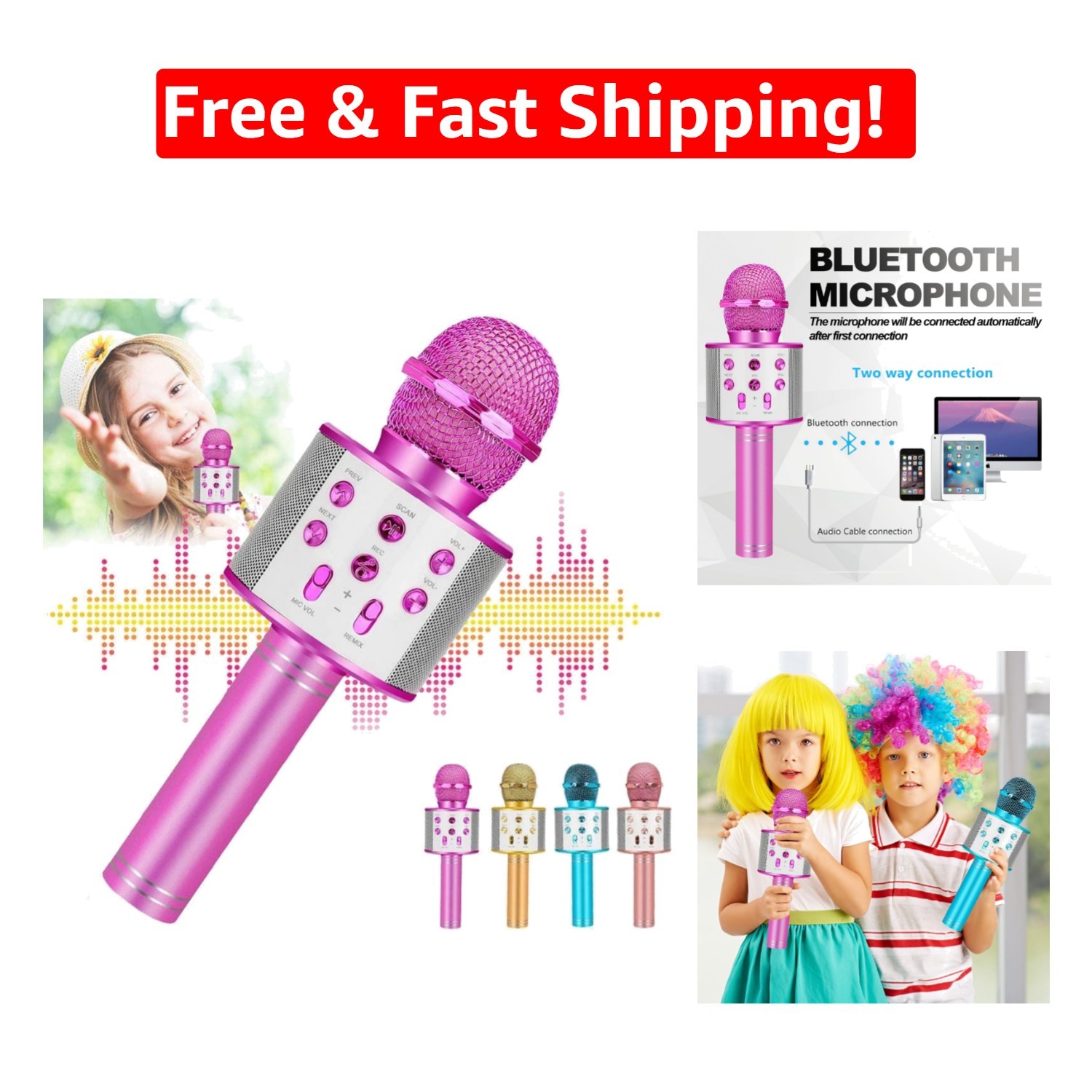 Powerful Sound Kids Karaoke Microphone - 5 Voice Effects & Easy Connectivity