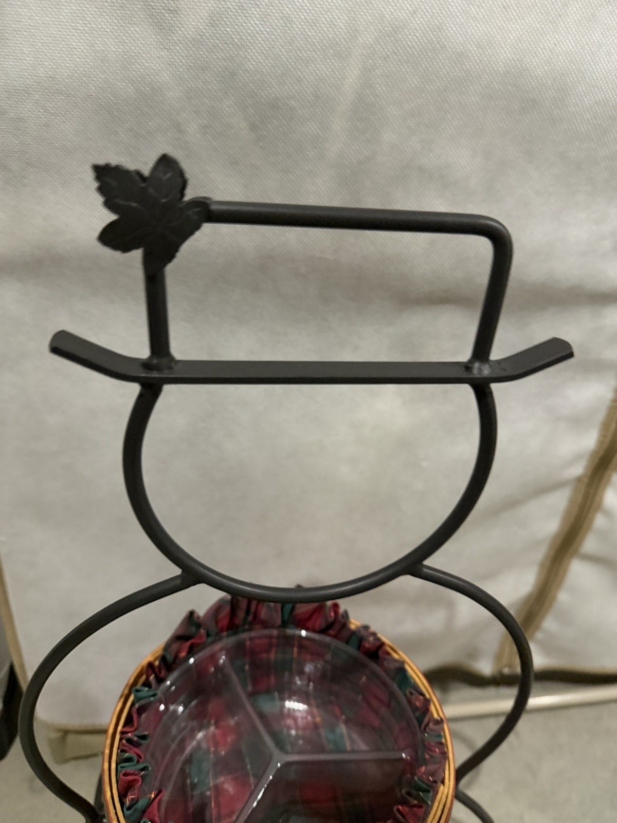 Longaberger Wrought Iron Small Snowman Stand w/ 2 Baskets, Liners, Protectors
