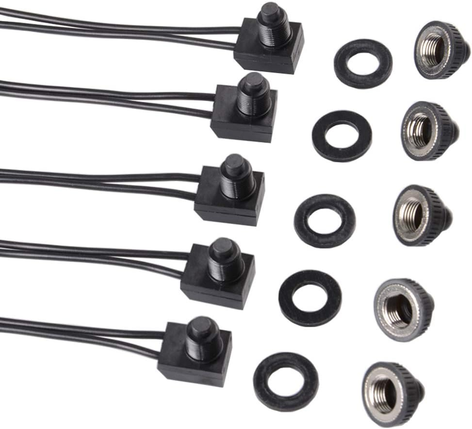 5Pcs Push Button Switch 12V Wired RV Waterproof On-Off Micro Light Toggle Swi...