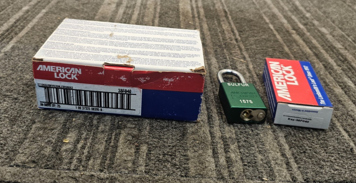 (QTY 6) AMERICAN LOCK 1575 Sulfur Safety Padlock 38F040 Green Pad Lock
