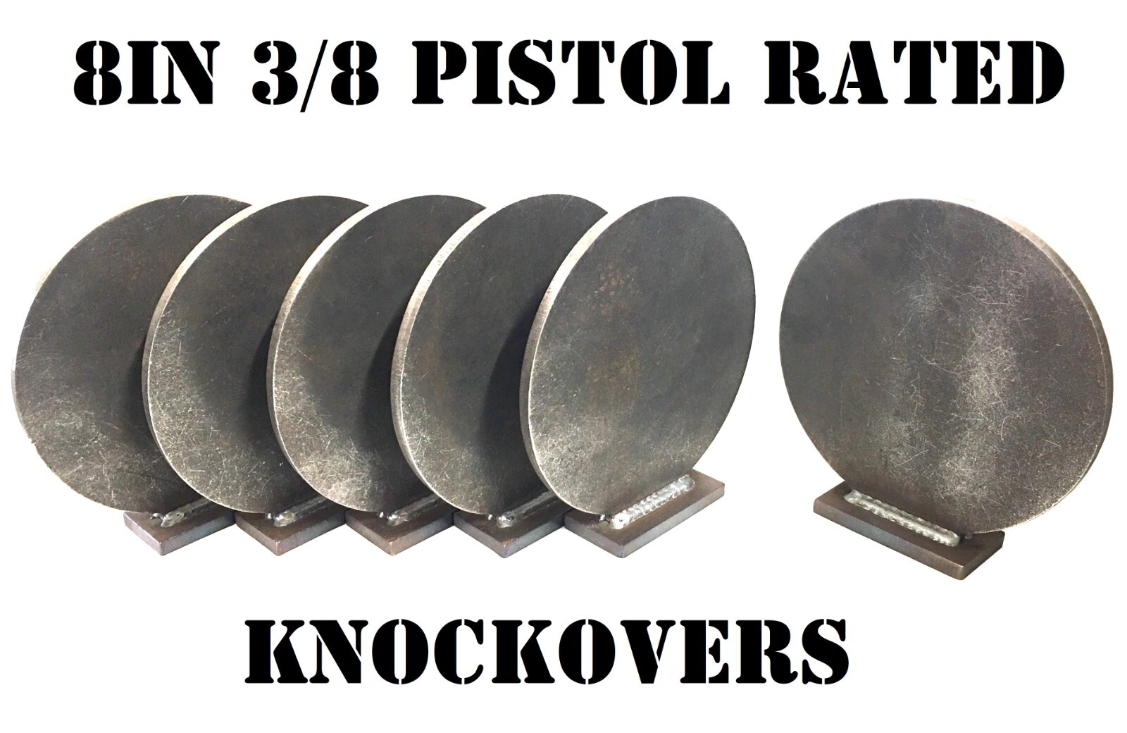 Steel Shooting Targets - 8in Knock-overs - NRA Metal Knock-down Pistol Plates