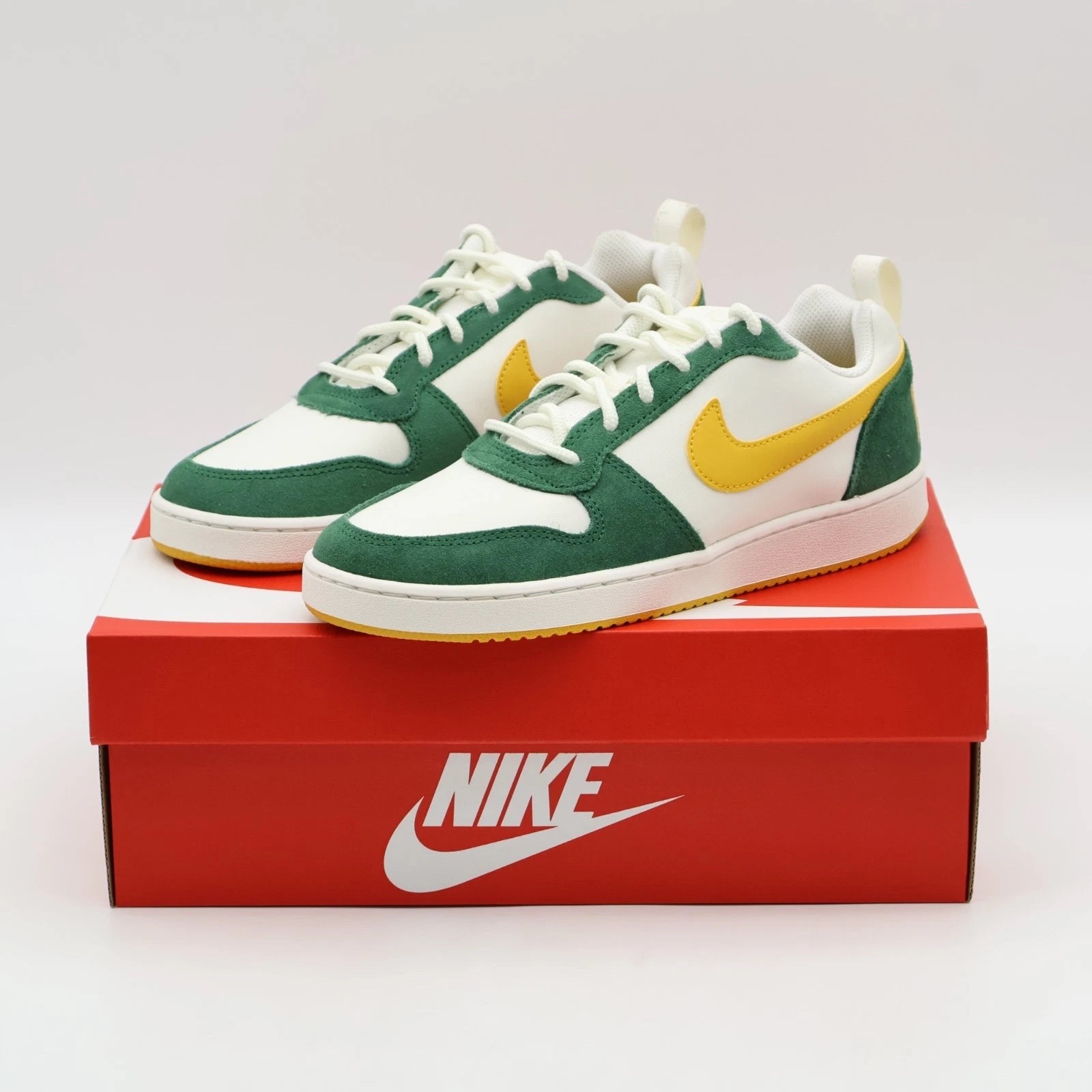 Nike Court Borough Low 844881-100 White Green Yellow Casual Sneakers