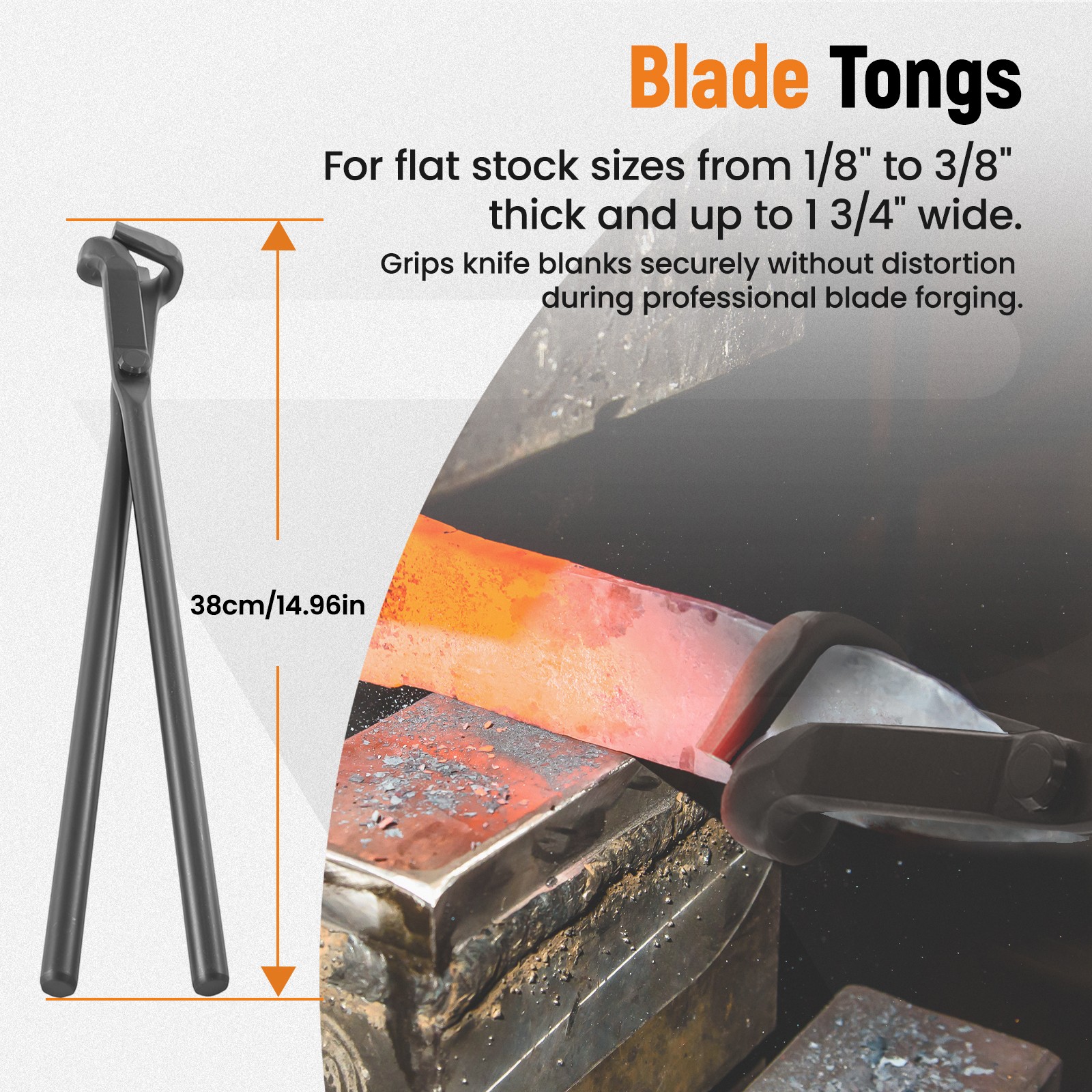 4pc Blacksmith Tool Set Carbon Steel Tongs Flat V Bit Blade Wolf Jaw Forging