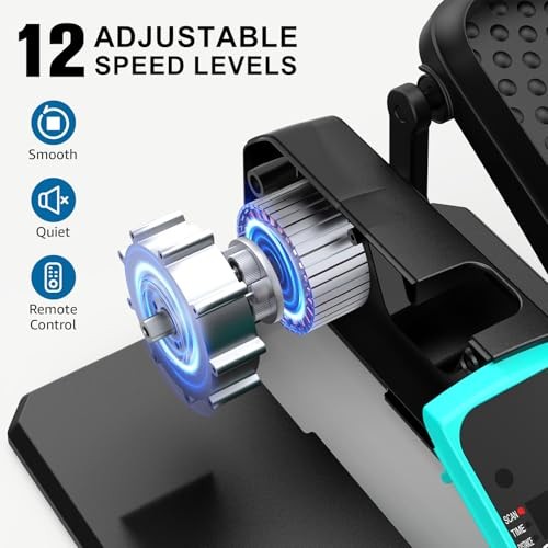 Under Desk Elliptical Machine, Mini Motorized Ellipse Leg Exerciser While Blue