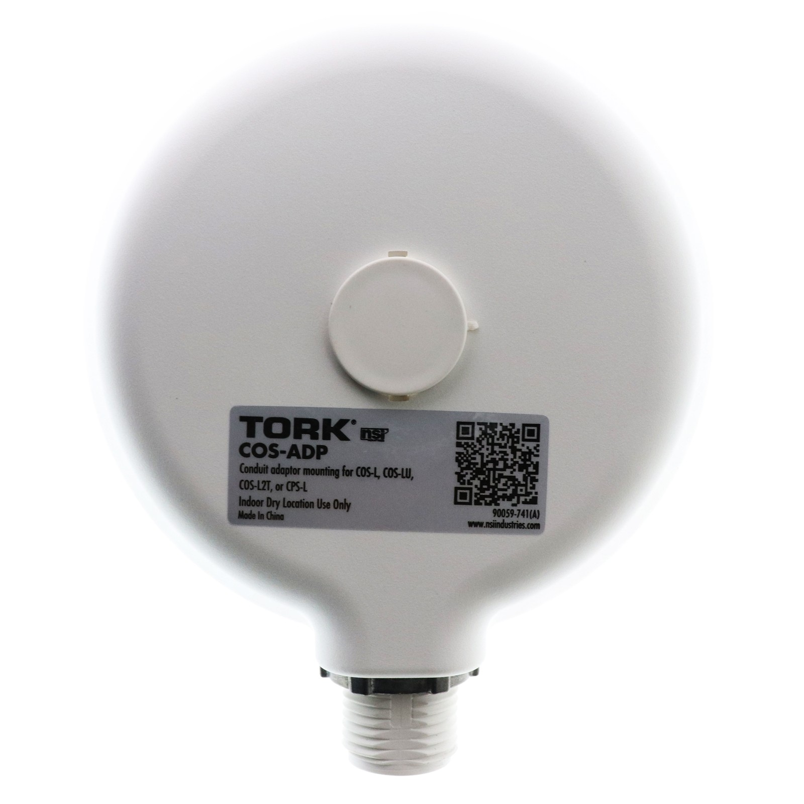 TORK NSI COS-ADP FIXTURE MOUNT OCCUPANCY SENSOR CONDUIT ADAPTER BACK BOX, WHITE