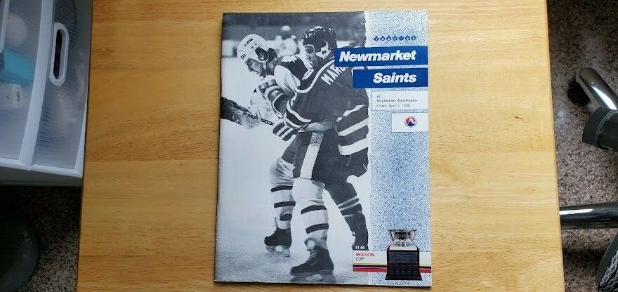 Newmarket Saints vs Rochester Americans program April 1 1988 King Clancy tribute