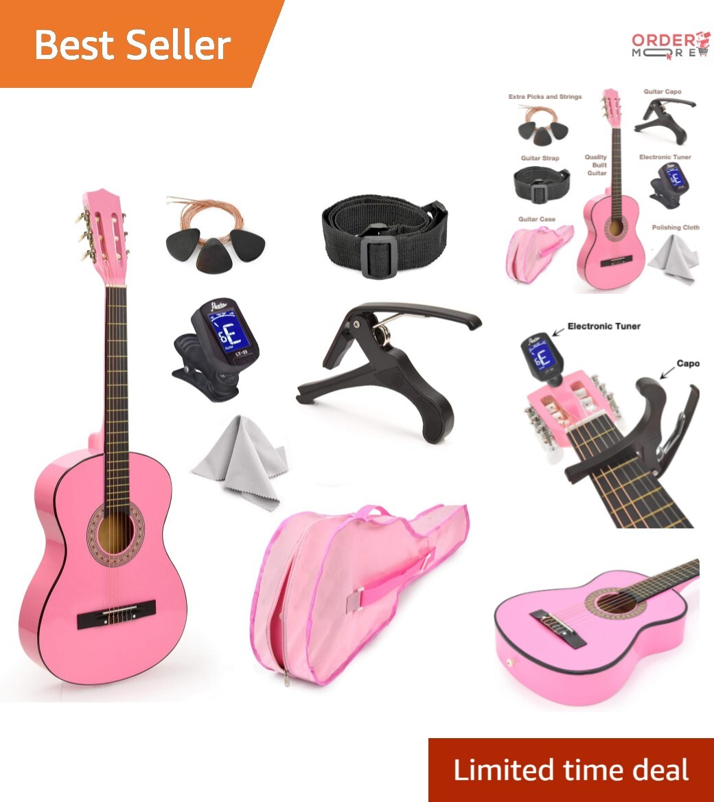 30-inch Pink Classic Guitar Kids Beginner Set with Case Accessories