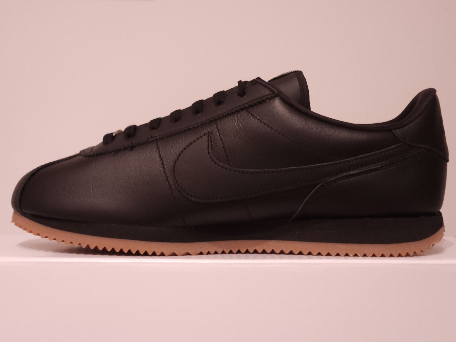 Men's Nike Cortez Prm Leather 2024 Triple Black Gum Rubber All Black All Sizes