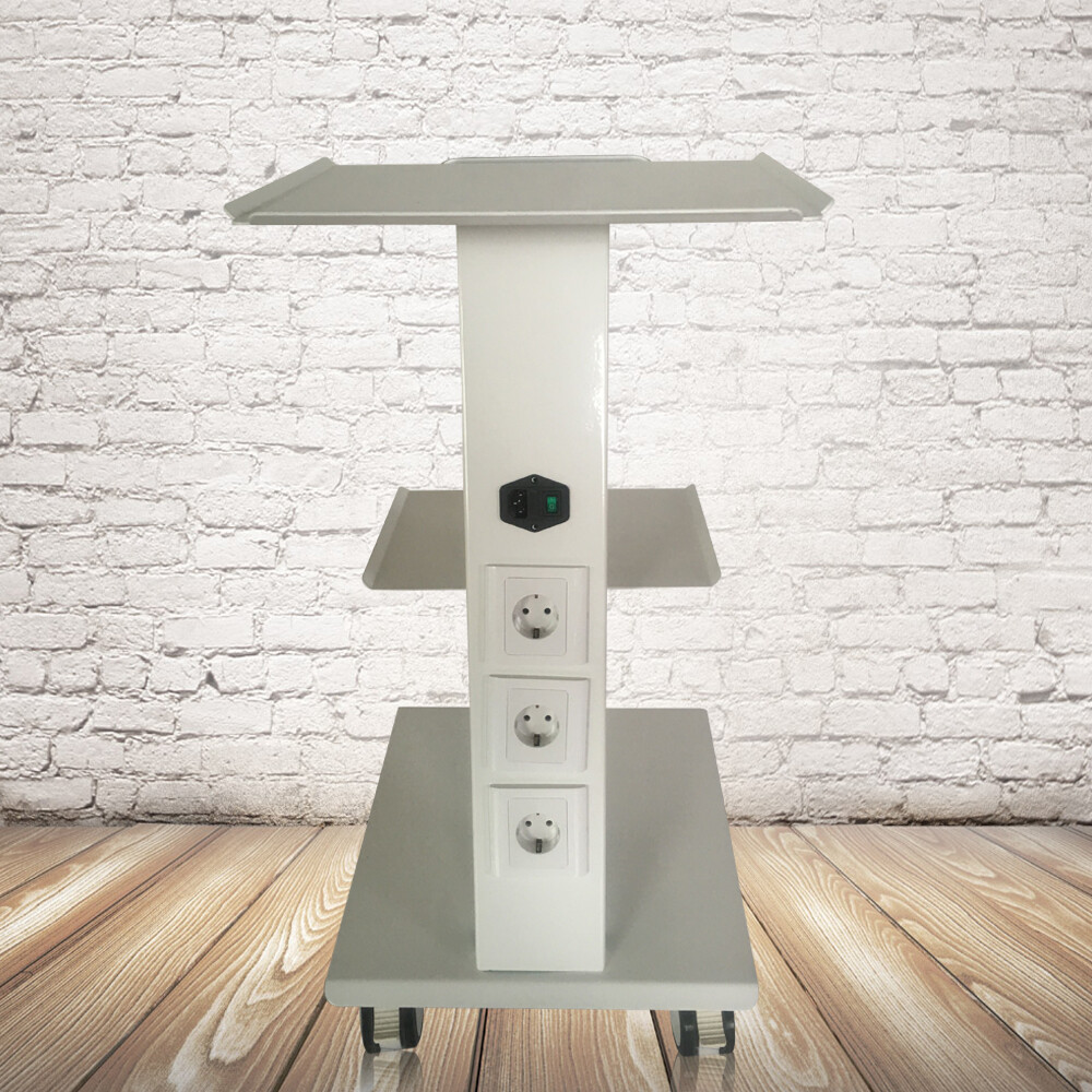 Medical Mobile Dental Trolley Cart 3-Tier Built-in Socket Equipment w/Foot Brake